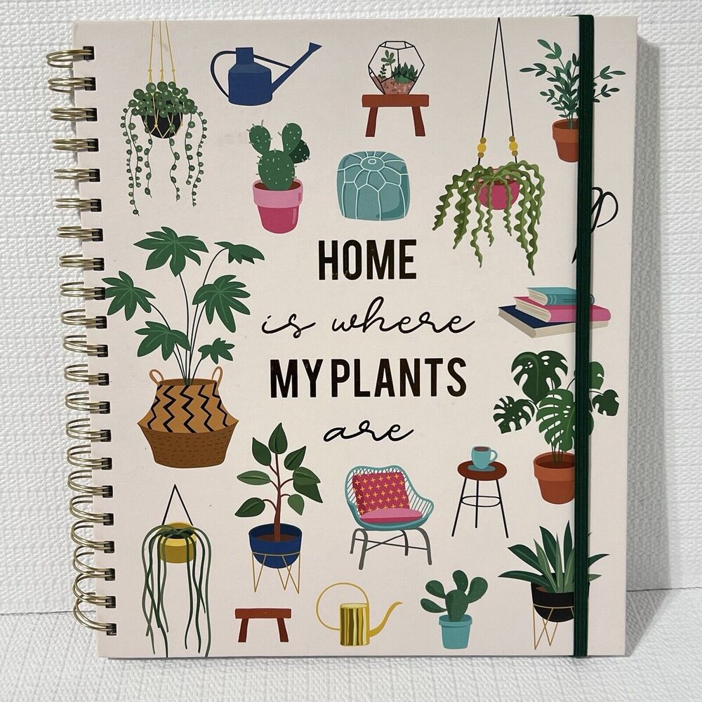 HOME is Where My PLANTS Are Hardcover Spiral Notebook Journal Pink Gold Lined